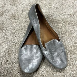 Coach brushed silver leather loafer style ballet flats. Women’s size 9.5